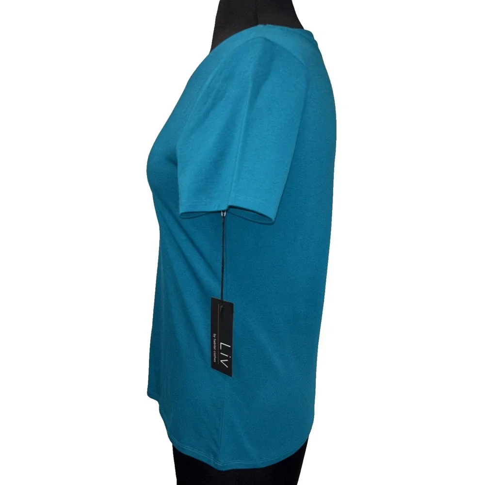 NEW Everyday T Shirt Jewel Women's Size‎ S Teal Short Sleeve Stretch Crew Neck